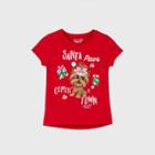 Girls' Nickelodeon 'santa Paws Is Comin' To Town' Short Sleeve Graphic T-shirt - Red