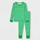 Ev Holiday Toddler Striped 100% Cotton Tight Fit Matching Family Pajama Set - Green