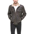 Levi's Men's Faux Leather Sherpa Aviator Bomber - Dark Brown