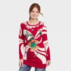 33 Degrees Women's Gingerbread Holiday Graphic Sweater - Red