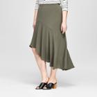 Women's Plus Size Ruffle Hem High Low Maxi Skirt - Ava & Viv Olive X, Green