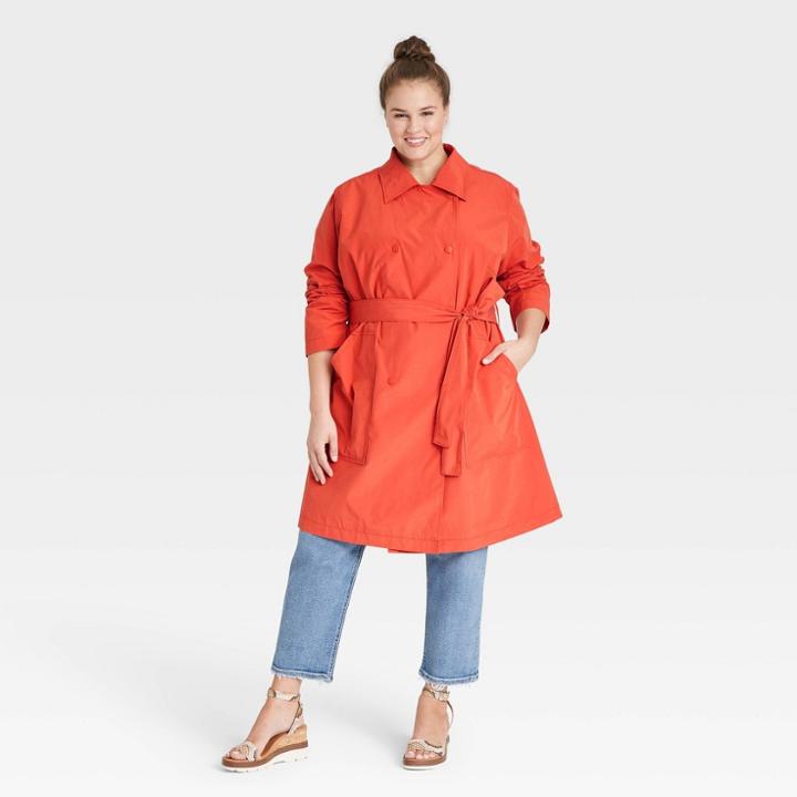 Women's Plus Size Fashion Rain Coat - Ava & Viv Rose X, Pink