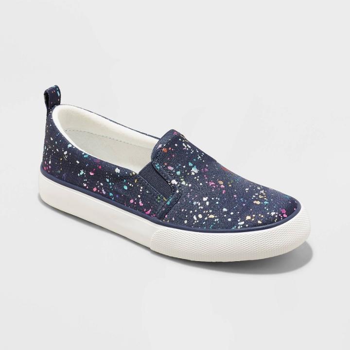 Girls' Sariah Speckle Shapes Print Slip-on Apparel Sneakers - Cat & Jack Navy 13, Blue/shapes