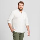 Men's Big & Tall Standard Fit Linen Cotton Long Sleeve Button-down Shirt - Goodfellow & Co White