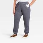 Grayson Threads Women's Plus Size Heart Jogger Pants - Dark Gray