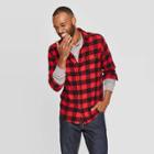 Men's Plaid Standard Fit Long Sleeve 2-pocket Flannel Button-down Shirt - Goodfellow & Co Red Velvet