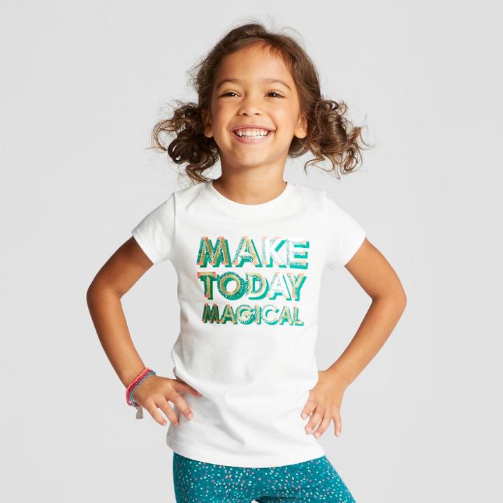 Toddler Girls' Cap Sleeve Graphic T-shirt - Cat & Jack White
