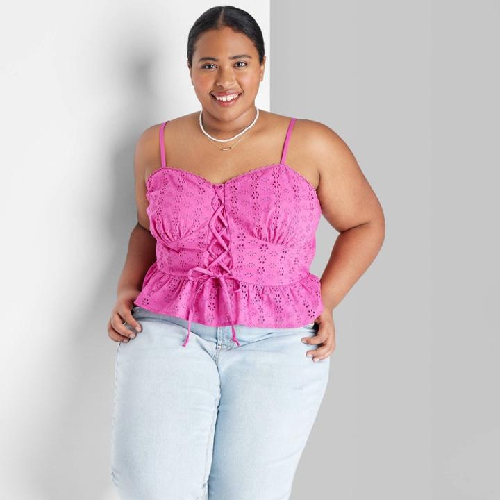 Women's Strappy Lace-up Peplum Tank Top - Wild Fable