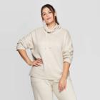 Women's Plus Size Long Sleeve Mock Turtleneck Sweater - Universal Thread Beige