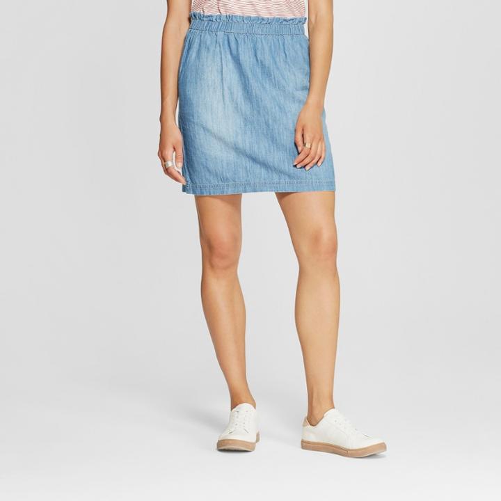 Women's Denim Paperbag Waist Skirt - Universal Thread Blue