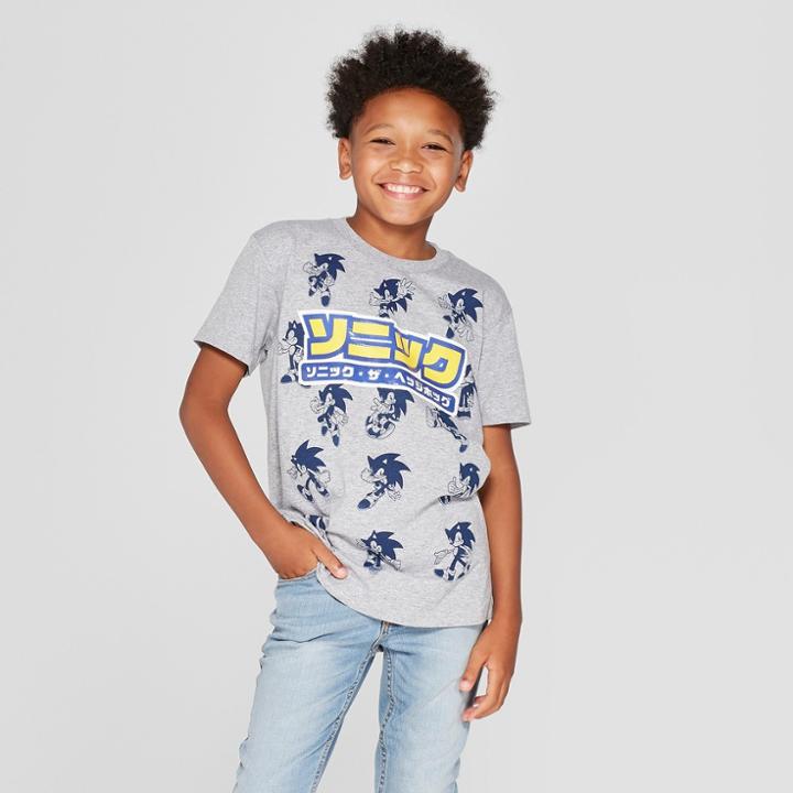 Boys' Sega Sonic Short Sleeve Graphic T-shirt - Gray