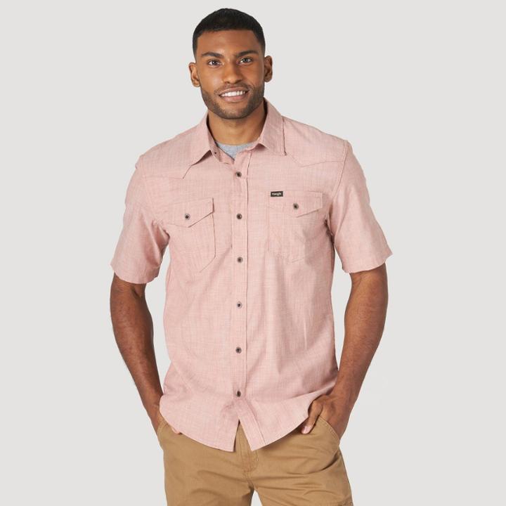 Wrangler Men's Short Sleeve Button-down Shirt - Brown