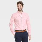 Men's Animal Print Slim Fit Stretch Poplin Long Sleeve Button-down Shirt - Goodfellow & Co Pink