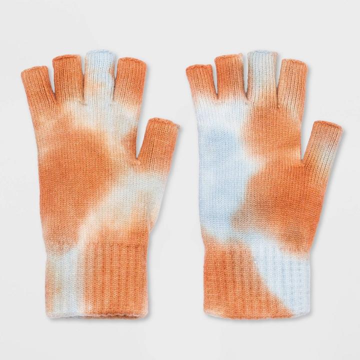 Women's Tie-dye Fingerless Mittens - Wild Fable Pink/white