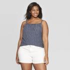 Women's Plus Size Striped Sleeveless Square Neck Tank Top - Universal Thread Navy