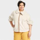 Women's Plus Size Hooded Sherpa Anorak Jacket - Universal Thread White