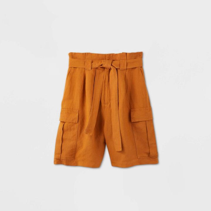 Women's High-rise Utility Bermuda Shorts - A New Day Dark Orange