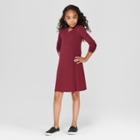 Girls' Long Sleeve Cold Clavicle A Line Dress - Art Class