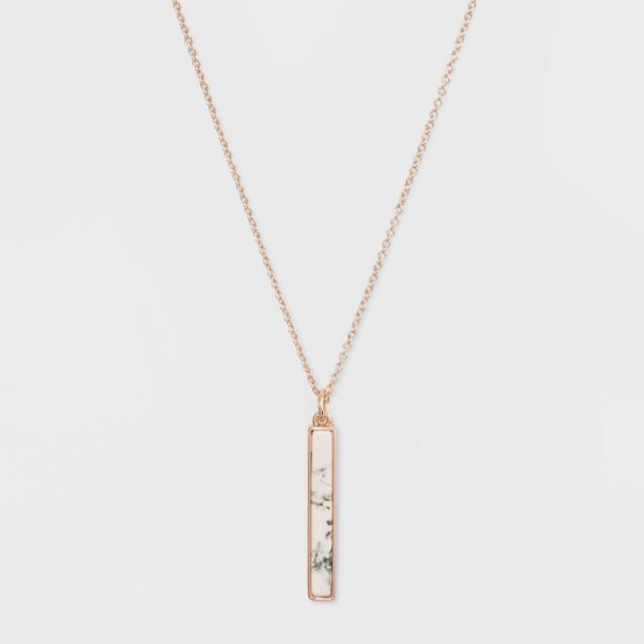 Silver Plated Stone Bar Necklace - A New Day White/gold, Girl's
