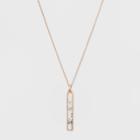 Silver Plated Stone Bar Necklace - A New Day White/gold, Girl's