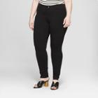 Women's Plus Size Ponte Pants With Comfort Waistband - Ava & Viv Black