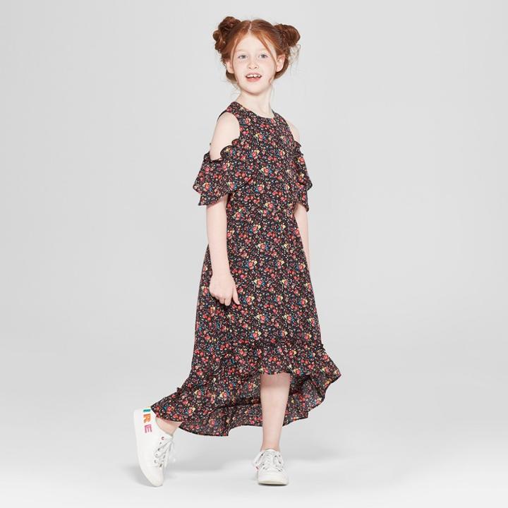 Girls' Cold Shoulder Maxi Dress - Art Class Black