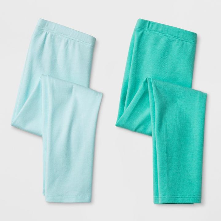 Toddler Girls' 2pk Leggings - Cat & Jack Mint Green & Aqua