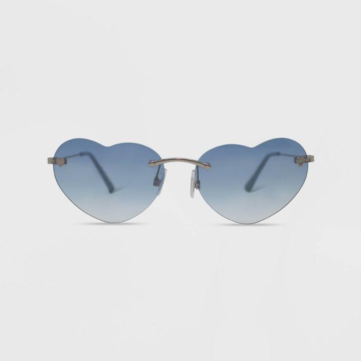 Women's Rimless Metal Heart Novelty Sunglasses - Wild Fable Blue