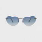 Women's Rimless Metal Heart Novelty Sunglasses - Wild Fable Blue