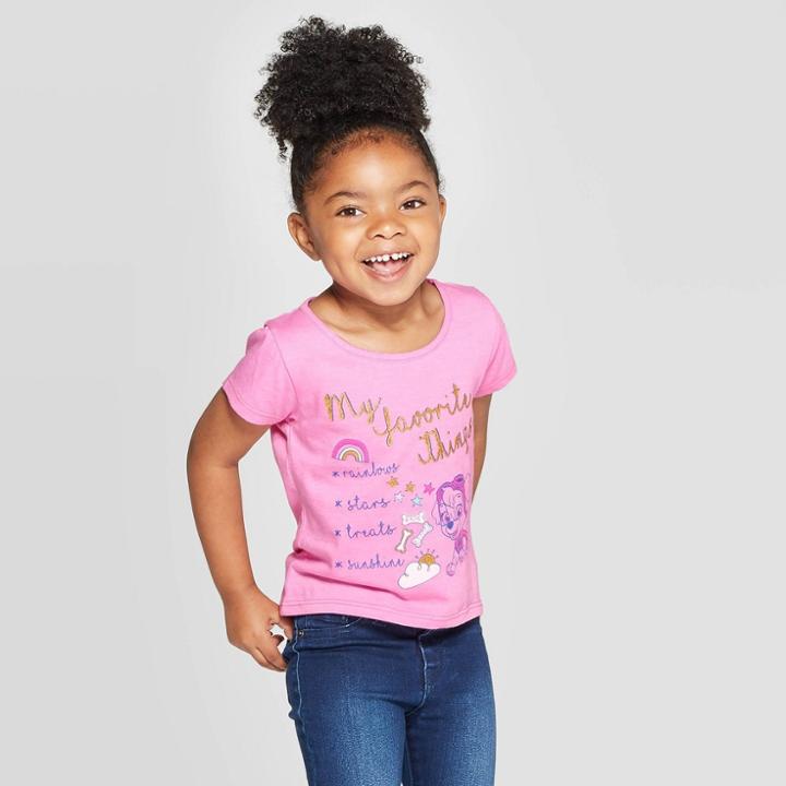 Toddler Girls' Paw Patrol Skye Favorite Things Short Sleeve T-shirt - Purple