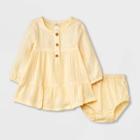 Baby Girls' Solid Long Sleeve Dress - Cat & Jack Cream Newborn, Ivory