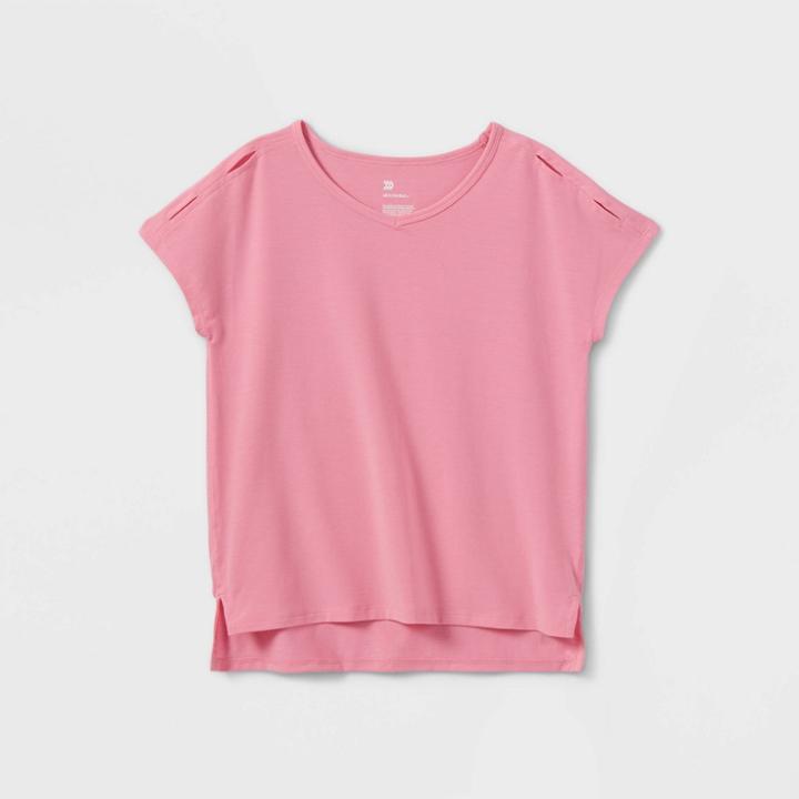 Girls' V-neck T-shirt - All In Motion Pink