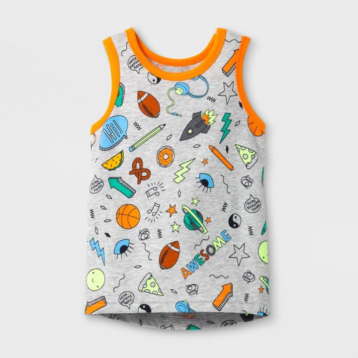 Toddler Boys' Play Game Print Tank Top - Cat & Jack Heather Gray
