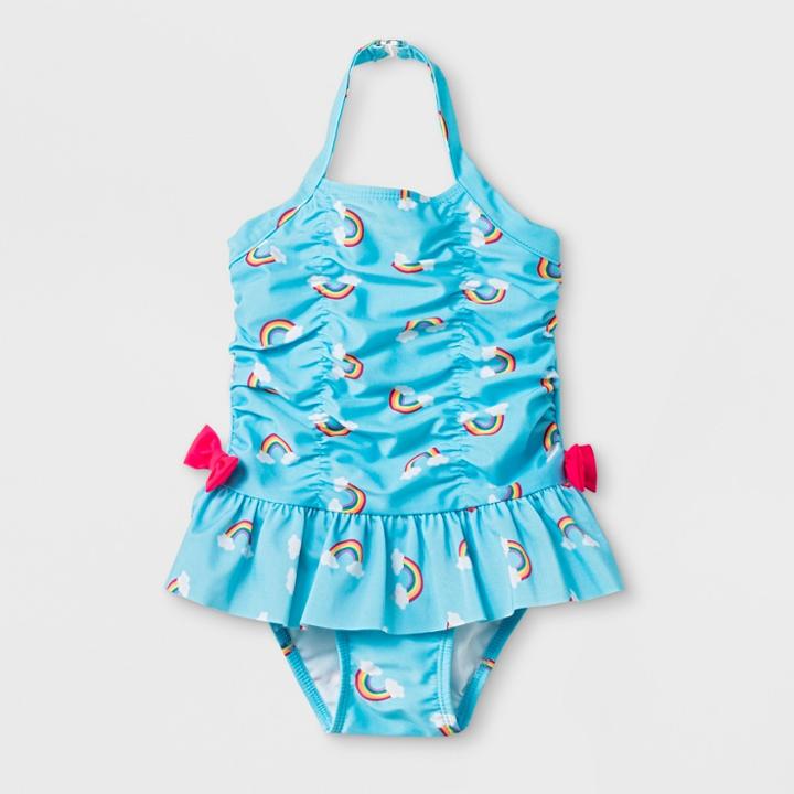Toddler Girls' Rainbow Print One Piece Swimsuit - Cat & Jack Blue