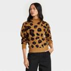 Women's Leopard Print Turtleneck Pullover Sweater - Who What Wear Brown