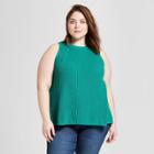 Women's Plus Size Envelope Back Sweater Tank Top - Universal Thread Green