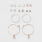 Two Stones, Two Balls, Triangle, Flat Circle, & Hoop Earring Set - A New Day,