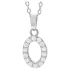 Journee Collection 1/5 Ct. T.w. Round-cut Cz Initial Pave Set Pendant Necklace In Sterling Silver - Silver, O (18), Girl's, Size: Small, Silver