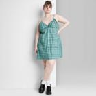 Women's Plus Size Sleeveless Fit & Flare Woven Dress - Wild Fable Turquoise Blue Plaid
