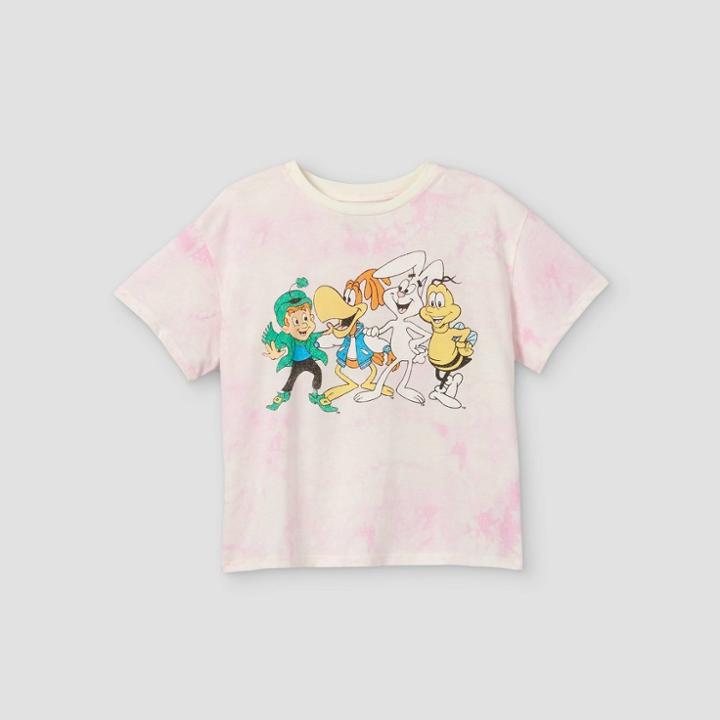 Girls' General Mills Tie-dye Boxy Graphic Short Sleeve T-shirt- Art Class Pink