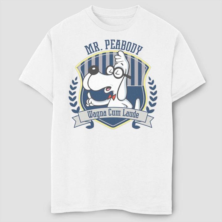 Fifth Sun Boys' Rocky & Bullwinkle Mr. Peabody Crest T-shirt - White