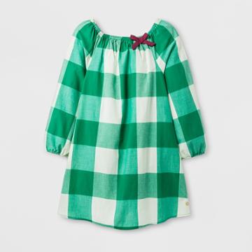 Happy By Pink Chicken Girls' Buffalo Check Woven A Line Dress - Green