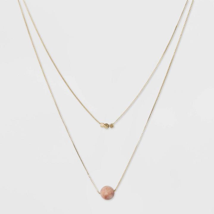 Bead Duo Necklace - Universal Thread Pink/gold,