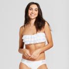 Women's Crochet Ruffle Bandeau Bikini Top - Mossimo White