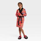 Miraculous Tales Of Ladybug Catnoir Girls' Miraculous Robe And Slippers Pajama Set - Black/red