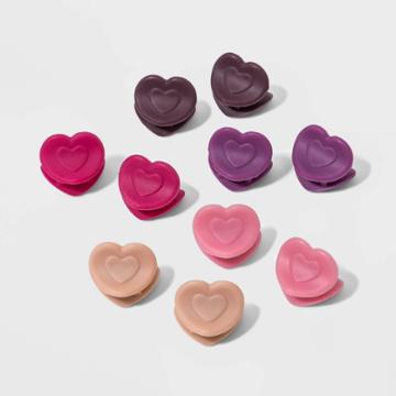 Heart Claw Hair Clip Set 10pc - Wild Fable Assorted Pinks