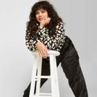 Women's Plus Size Animal Print Long Sleeve Hooded Animal Print Sherpa Sweatshirt - Wild Fable Black 1x, Women's,