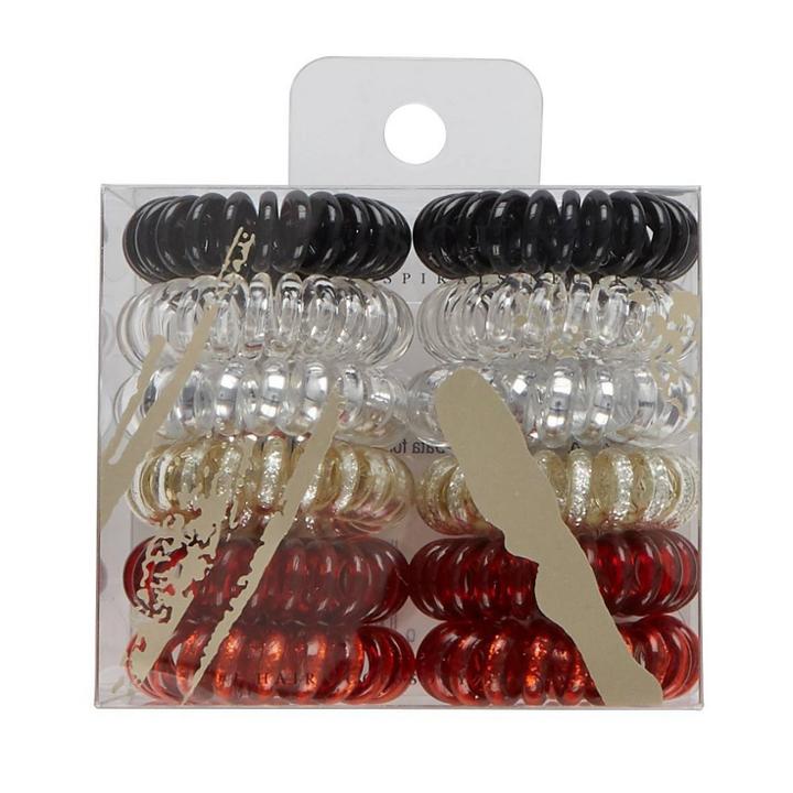 Scunci Small Spirals - Black/clear/red/glitter