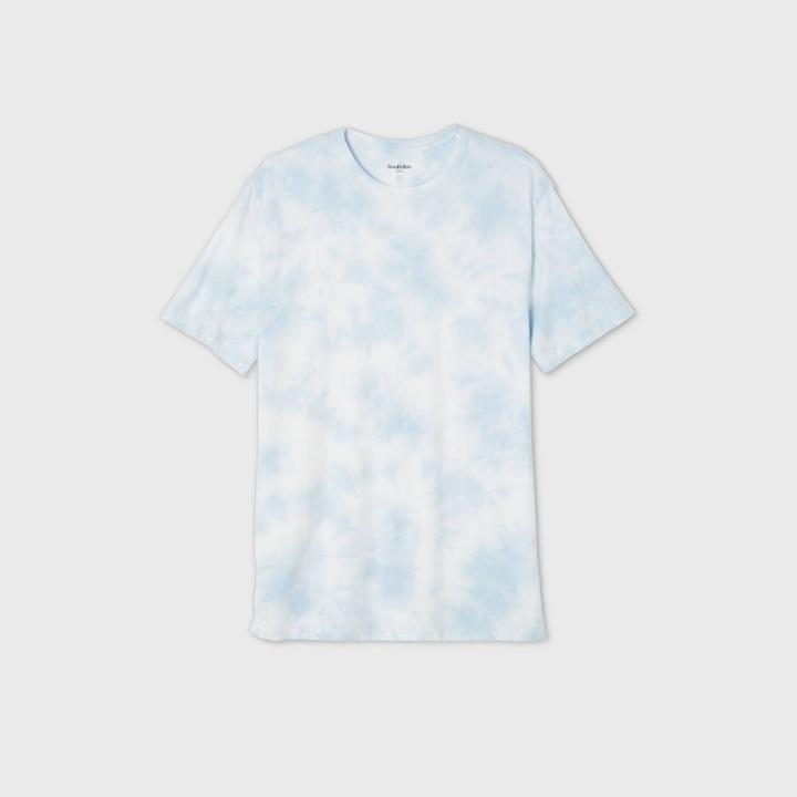 Men's Big & Tall Tie-dye Standard Fit Short Sleeve Novelty Crew Neck T-shirt - Goodfellow & Co Blue