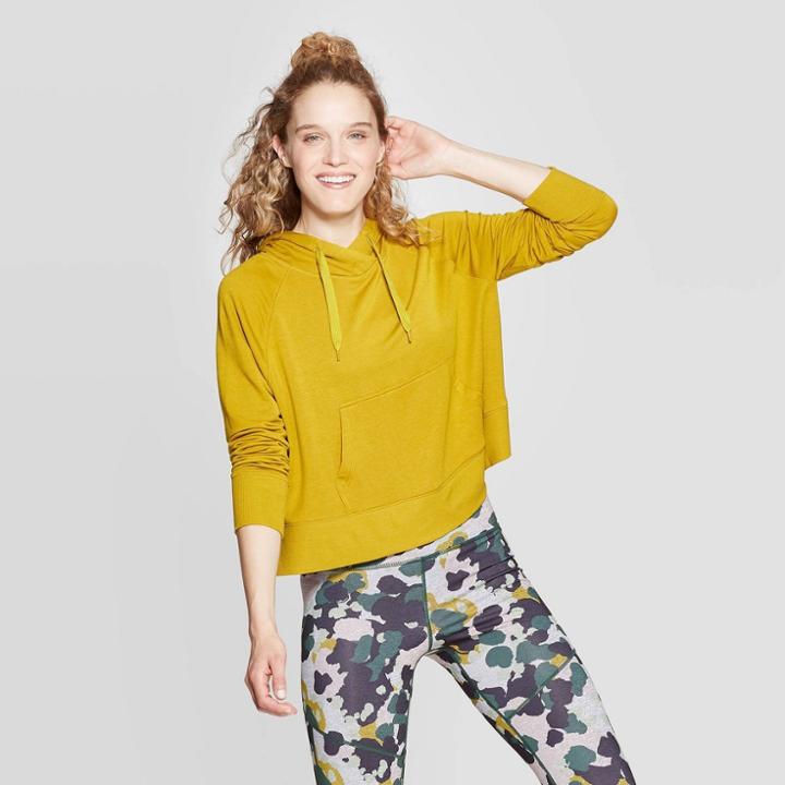 Women's Hooded Cozy Layering Sweatshirt - Joylab Ochre (brown)